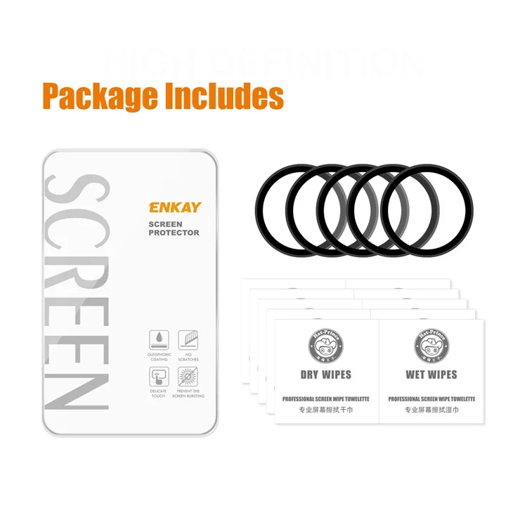 5Pcs ENKAY HAT PRINCE 3D Curved Soft PC Edge + Full Coverage HD Clear PMMA Tempered Glass Screen Protector for Samsung Galaxy Watch4 44mm