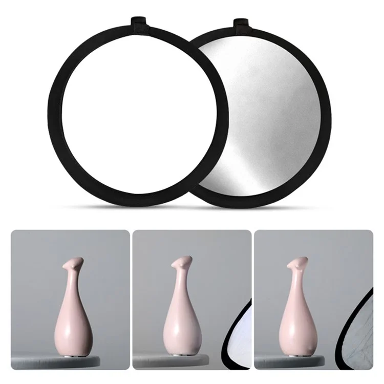 2-in-1 Pocket Reflector Super Portable Tiny Reflector 30cm Collapsible Multi-Disc Photography Light Reflector Diffuser - Silver/White