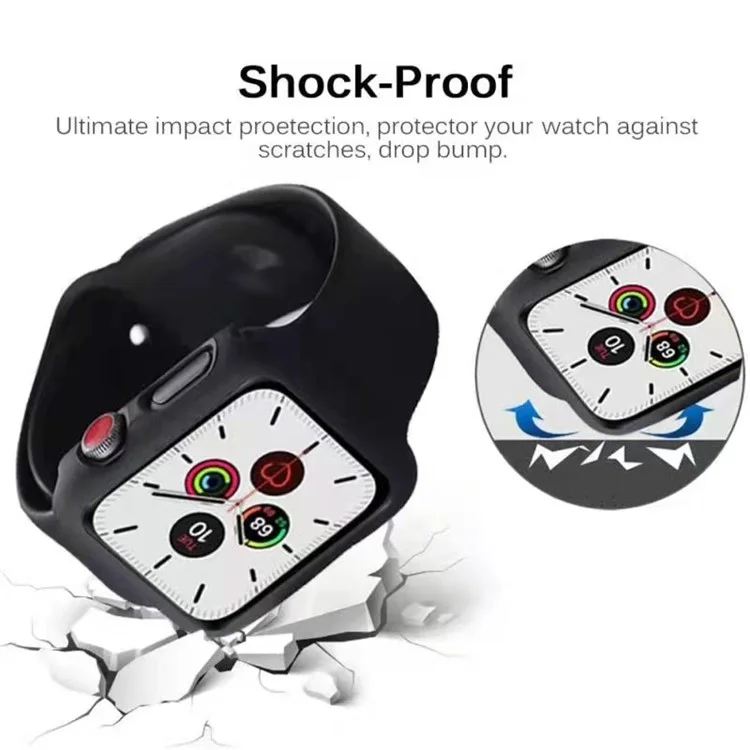 2-in-1 Harter PC-Rahmen + Gehärteter Glas-Bildschirmschutz für Apple Watch Series 9 / 8 / 7 45mm - Schwarz