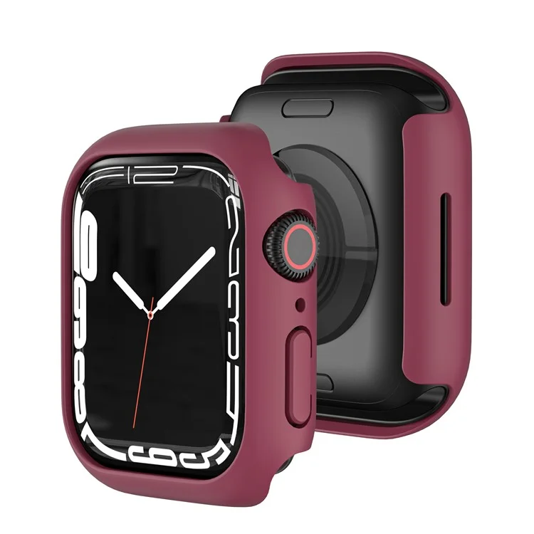 Protector de Trama de Caja de Reloj Inteligente de PC Dura Para Apple Watch Series 7 41 mm - Rojo Oscuro