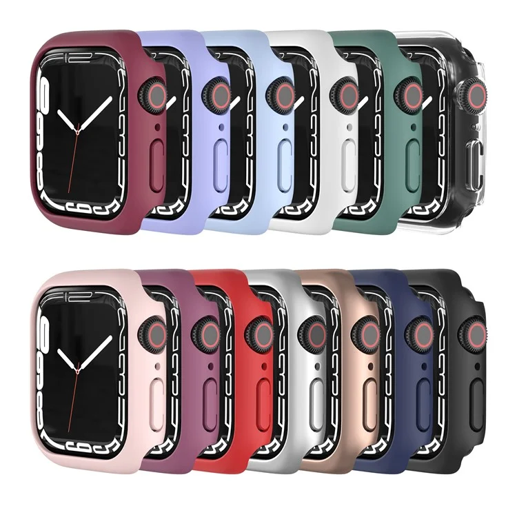 Protector de Trama de Caja de Reloj Inteligente de PC Dura Para Apple Watch Series 7 41 mm - Rojo Oscuro