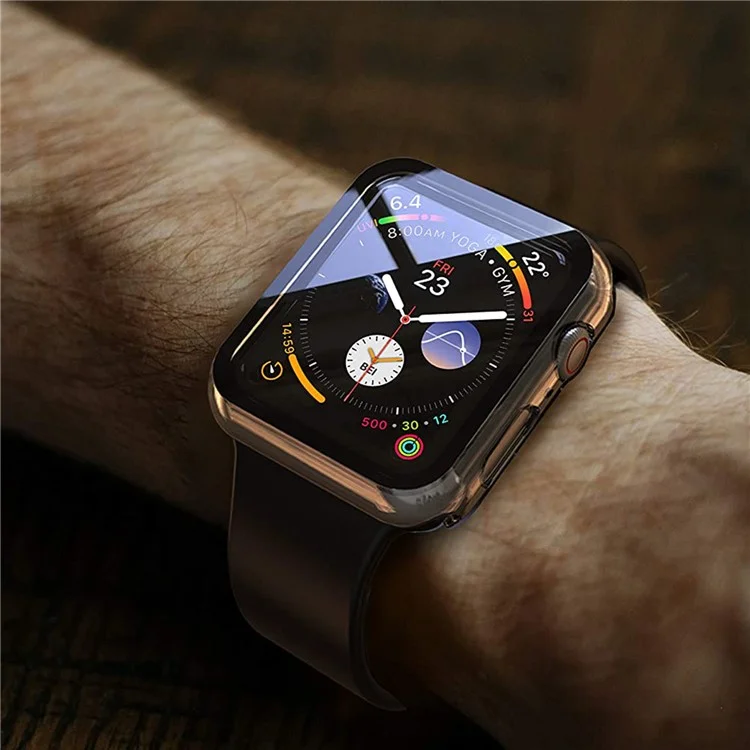 Hard PC Case with Touch Sensitive Tempered Glass Screen Protector for Apple Watch Series 9 / 8 / 7 45mm - Transparent