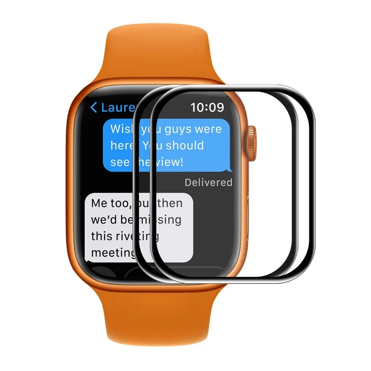 ENKAY HAT PRINCE for Apple Watch Series 9 / 8 / 7 41mm 2Pcs / Pack Full Screen Full Glue Curved Hot Bending Anti-Scratch Ultra Clear Tempered Glass Film - Black Edges