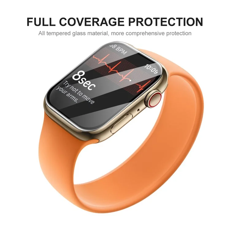 ENKAY HAT PRINCE 5Pcs / Pack Ultra Clear Curved Hot Bending Full Coverage Full Glue Tempered Glass Screen Protector for Apple Watch Series 9 / 8 / 7 45mm - Black Edges
