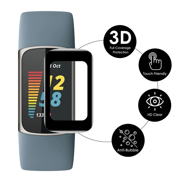 ENKAY HAT PRINCE 2 Unidades / Conjunto Protetor de Tela Anti-impressão Digital Cobertura Total Borda Curva Suave PC + PMMA HD Transparente para Fitbit Charge 6 / 5 