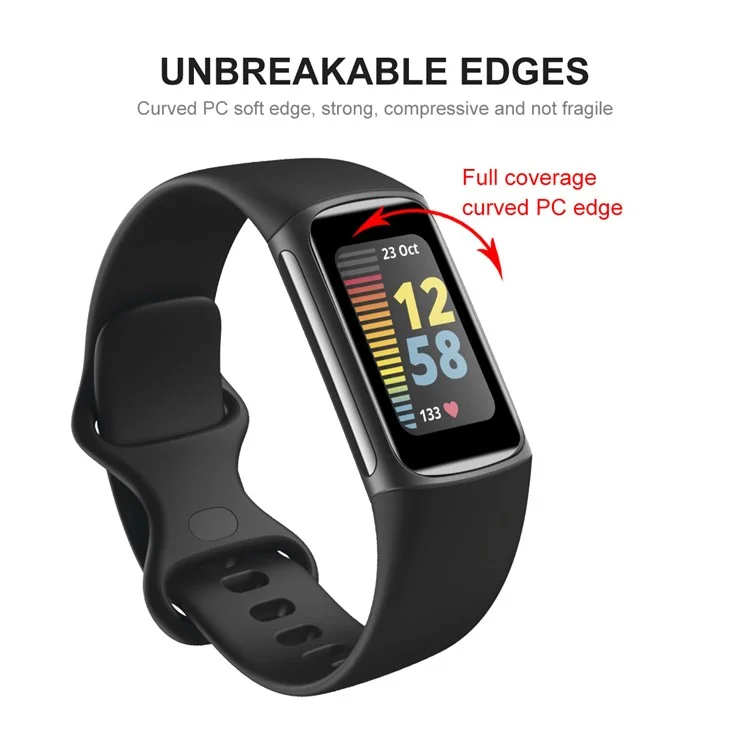 ENKAY HAT PRINCE 2 Unidades / Conjunto Protetor de Tela Anti-impressão Digital Cobertura Total Borda Curva Suave PC + PMMA HD Transparente para Fitbit Charge 6 / 5 