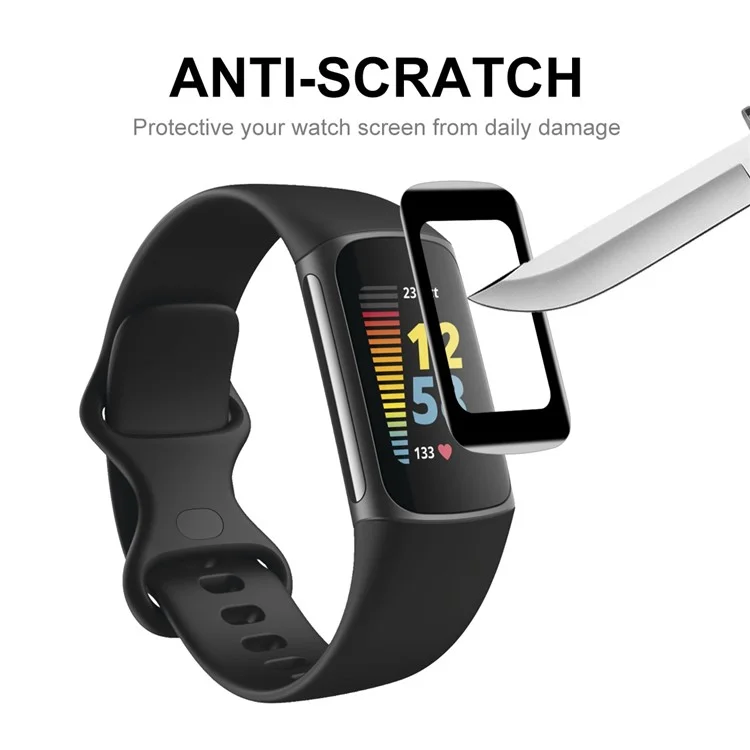 ENKAY HAT PRINCE 2 Unidades / Conjunto Protetor de Tela Anti-impressão Digital Cobertura Total Borda Curva Suave PC + PMMA HD Transparente para Fitbit Charge 6 / 5 