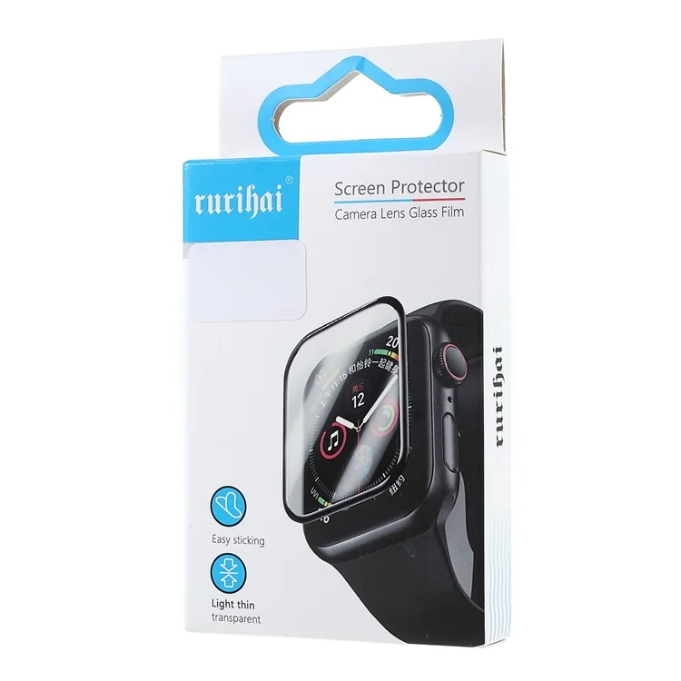 RURIHAI Full Glue 0.26mm HD Clear 3D Carbon Fiber High Alumina Tempered Glass Screen Protector per Apple Watch Series 7 45mm