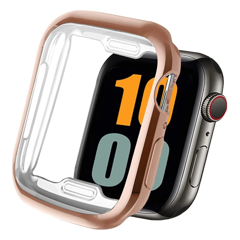 Galvanisch beschichteter TPU-Schutzhülle mit berührungsempfindlichem Displayschutz für Apple Watch Series 9 / 8 / 7 45 mm – Roségold