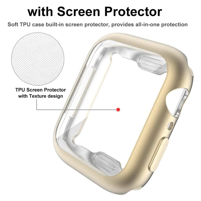 Förgylld TPU-hölse med beröringskänslig skärmskyddstäcke till Apple Watch Series 9 / 8 / 7 45 mm – Guld