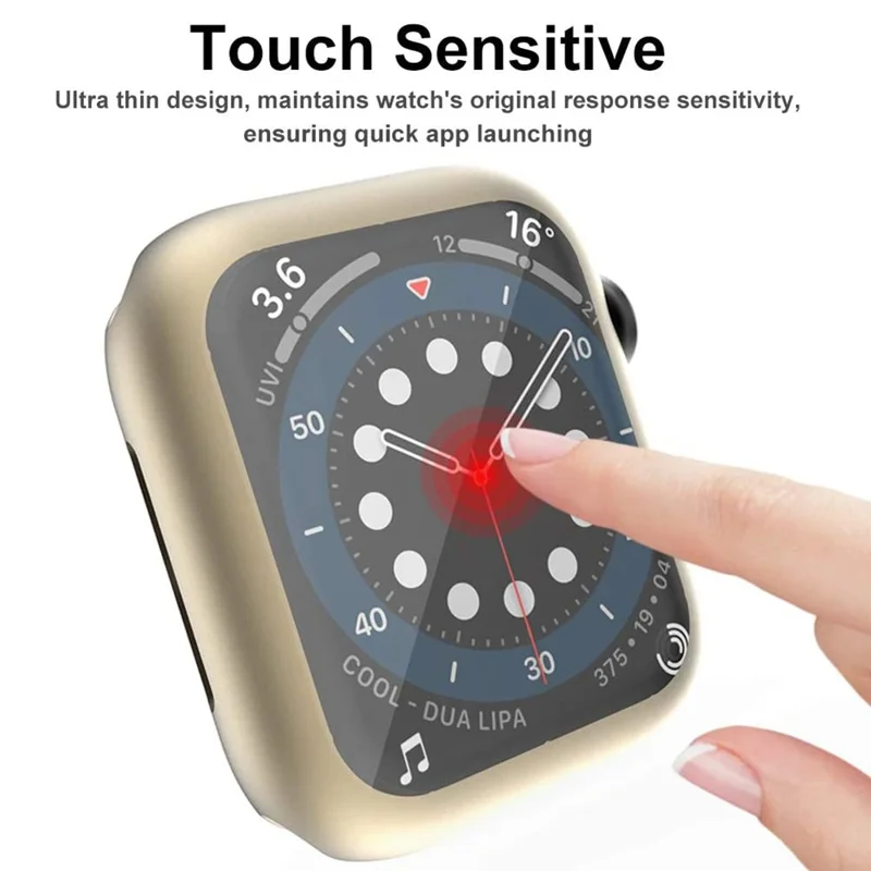 Förgylld TPU-hölse med beröringskänslig skärmskyddstäcke till Apple Watch Series 9 / 8 / 7 45 mm – Guld