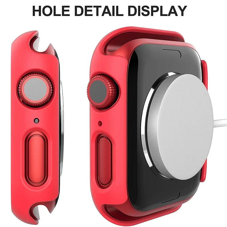 For Apple Watch Series 9 / 8 / 7 41mm 2Pcs Scratch-resistant 2-in-1 PC Watch Frame Cover with Tempered Glass Screen Protector Film - Red