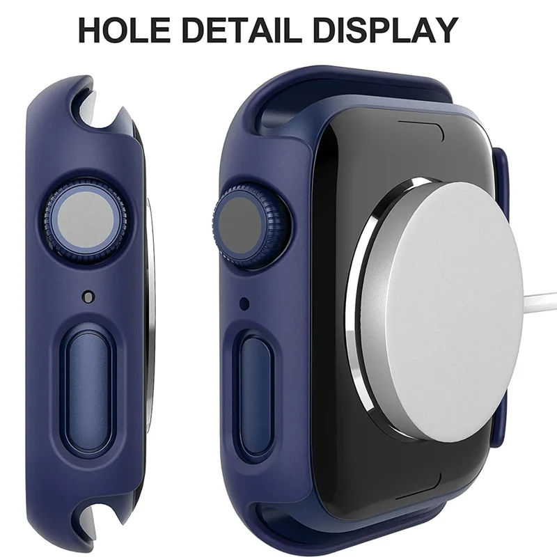 For Apple Watch Series 9 / 8 / 7 41mm 2Pcs Scratch-resistant 2-in-1 PC Watch Frame Cover with Tempered Glass Screen Protector Film - Blue