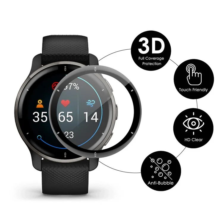 ENKAY HAT PRINCE Screen Protector for Garmin Venu 2 Plus, 3D Curved Soft PC Edge + PMMA Full Cover Anti-Scratch Clear Film