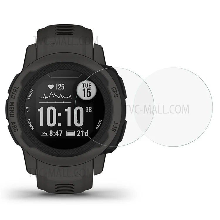 2Pcs Arc Edge Tempered Glass Screen Protector for Garmin Instinct 2S, Sensitive Touch Bubble-free Film