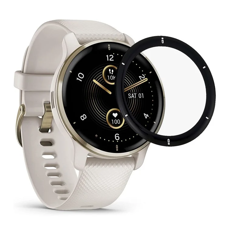 Película Protetora de Tela Preto Bordas Suaves PMMA para Smartwatch Garmin Venu 2 Plus