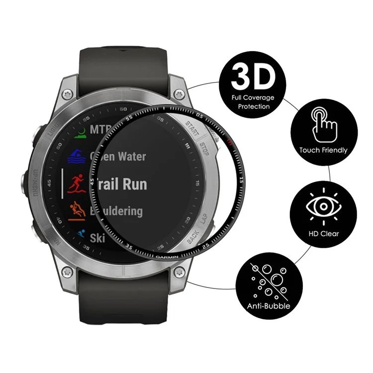 ENKAY HAT PRINCE pour Garmin Fenix 7 Protection d'écran complète en 3D bord incurvé en PC souple + PMMA