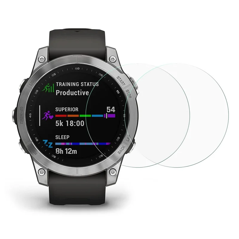 For Garmin Fenix 7 2PCS Arc Edge High Transparency Explosion-proof Tempered Glass Watch Screen Protector Film