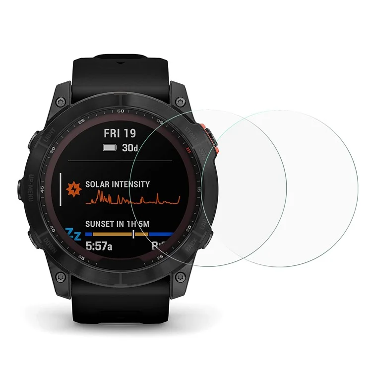 Für Garmin Fenix 7X 2PCS Smart Watch Screen Protector Tempered Glass Watch Screen Film Arc Edge HD Design