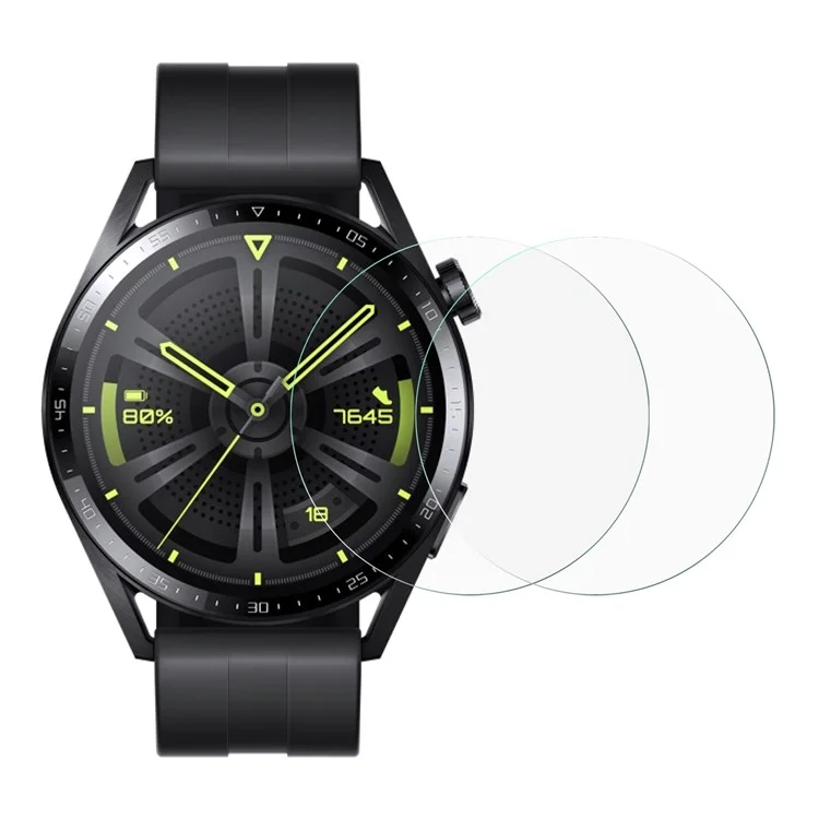2 Stück/Set für Huawei GT 3 46mm Smartwatch-Bildschirmschutzfolien, lichtbogenförmiger Rand, kratzfest, HD-klar, gehärtetes Glas-Schutzfilm