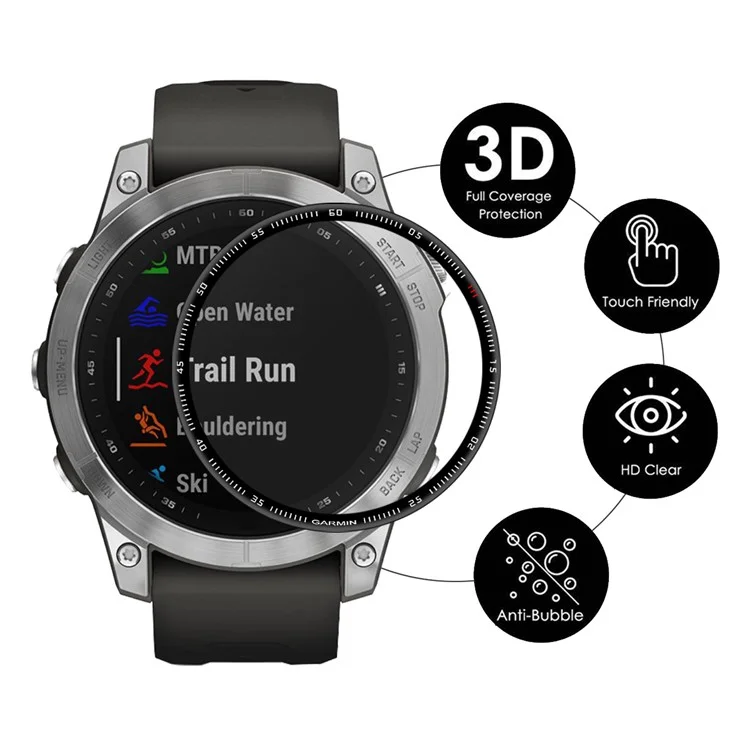 ENKAY HAT PRINCE 2Pcs/Pack Screen Protector для Garmin Fenix 7X, ультратонкий противоударный 3D-изогнутый защитный экран из мягкого ПК + полное покрытие экрана кристально-прозрачной пленкой PMMA