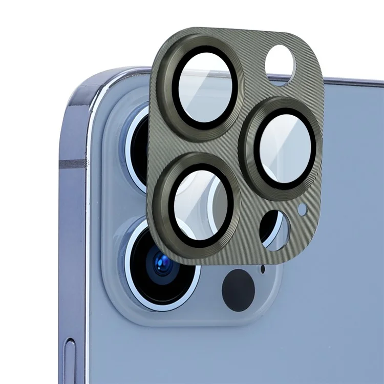 Protecteur d'objectif de caméra ENKAY HAT PRINCE pour iPhone 13 Pro / 13 Pro Max, Couverture d'écran de caméra en alliage d'aluminium haute transparence + verre trempé - Vert noirâtre