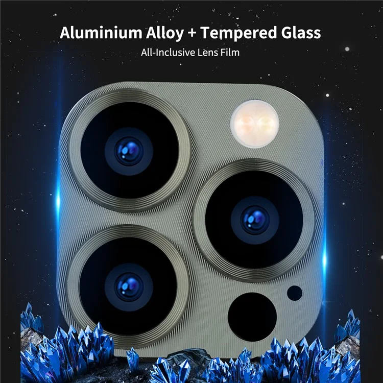 Protecteur d'objectif de caméra ENKAY HAT PRINCE pour iPhone 13 Pro / 13 Pro Max, Couverture d'écran de caméra en alliage d'aluminium haute transparence + verre trempé - Vert noirâtre