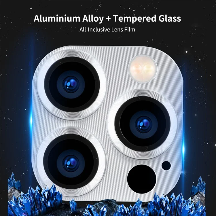Protetor de Lente da Câmera de Hat Hat Príncipe Para Iphone 13 Pro / 13 Pro Max, Liga de Alumínio de Alta Transparência + Protetor de Tela Tampa de Vidro Temperado - Prata