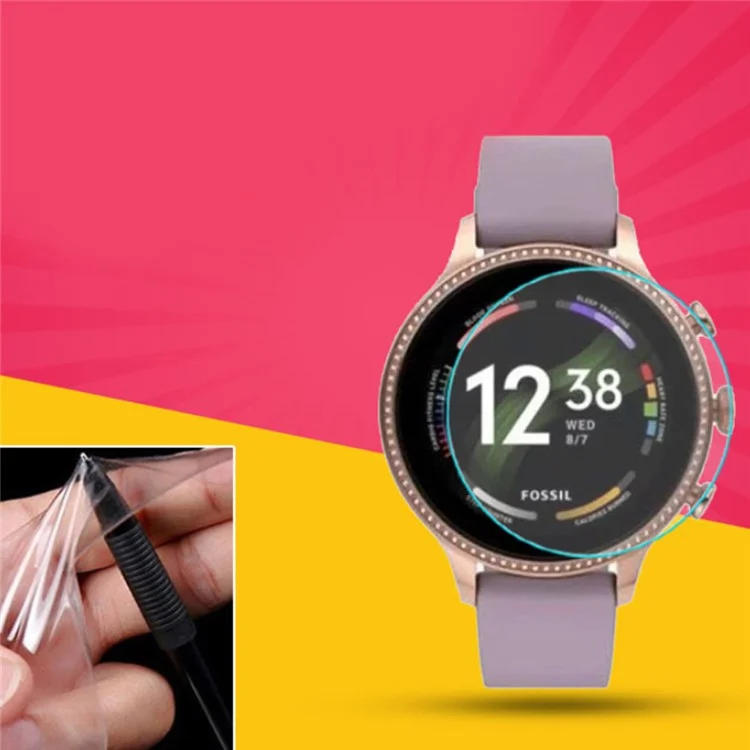 For Fossil Gen 6 D37mm Clear Protective Film Smart Watch Explosion-proof Soft TPU Screen Protector
