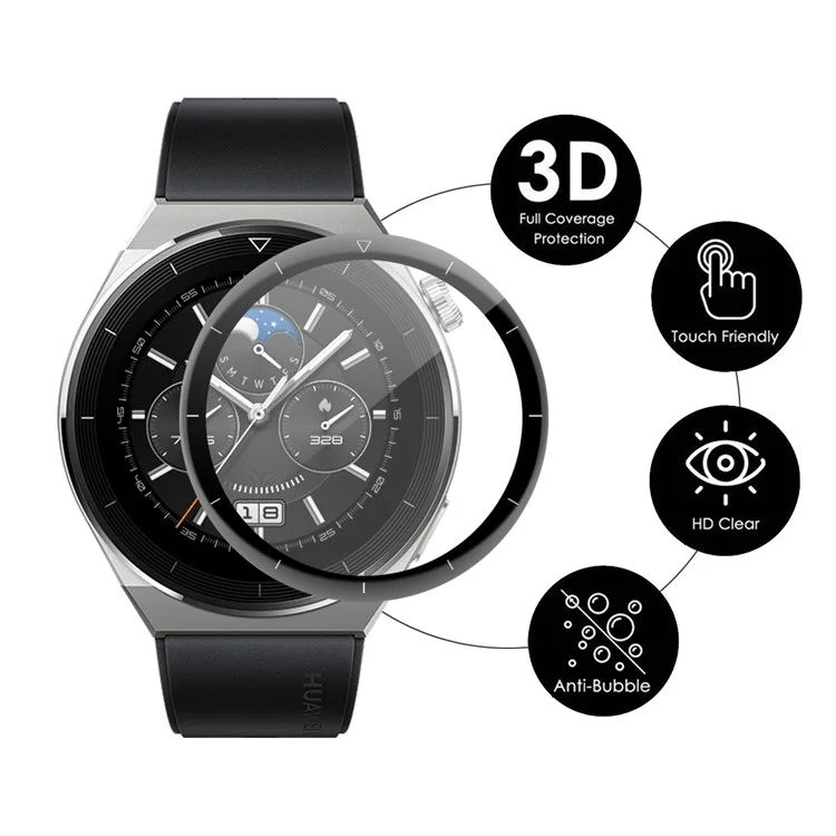 ENKAY HAT PRINCE For Huawei Watch GT 3 Pro 46mm Hydrophobic Full Coverage Protector 3D Curved Soft PC Edge + PMMA Ultra Clear Protective Film