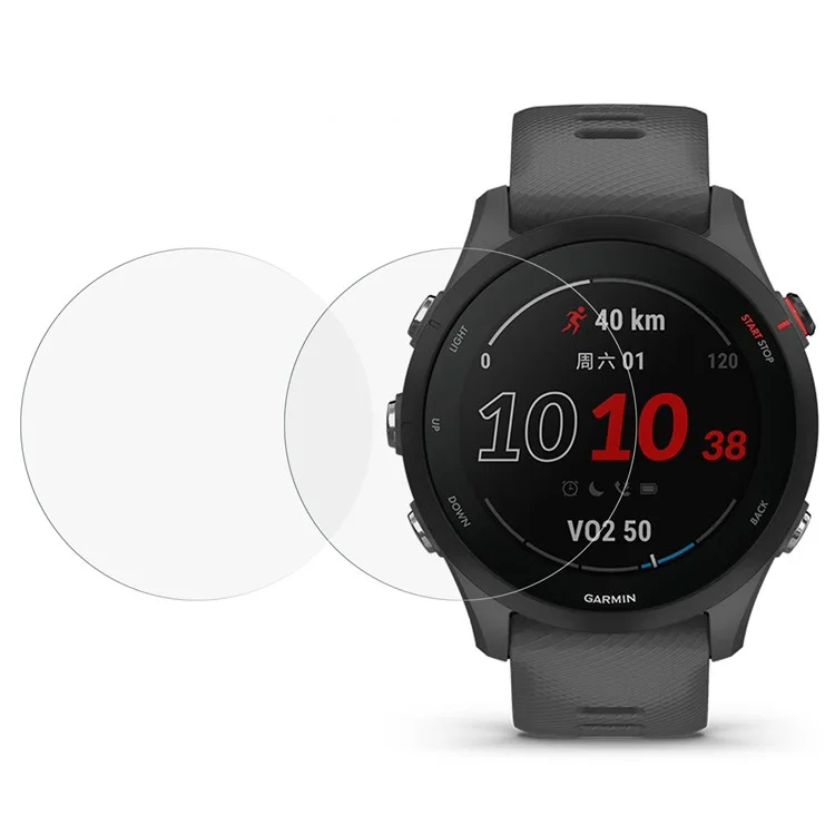 Pour Garmin Forerunner 255 2Pcs/Pack 2.5D Arc Edge Anti-scratch HD Tempered Glass Protective Film Smart Watch Screen Protector