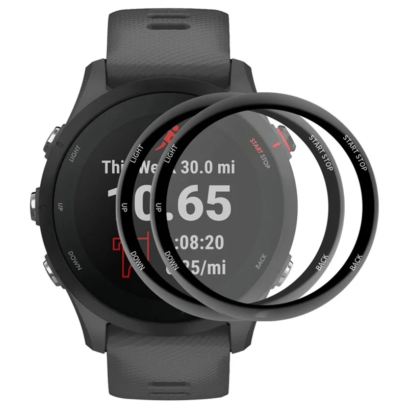 ENKAY HAT PRINCE 2 Stück / Satz für Garmin Forerunner 255S Vollständiger Displayschutz HD-Klar 3D-geformte Weich-PC-Kante + PMMA Anti-Fingerprint-Folie