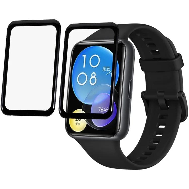 2 Piezas/Juego Protector de pantalla PMMA para Huawei Watch Fit 2, Película antiarañazos de cobertura completa de borde curvo 3D 