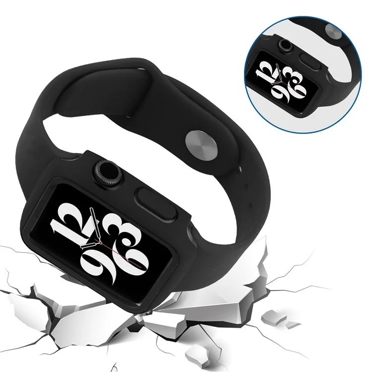 Pour Apple Watch Series 8 45 mm Shel de Montre de Montre Tout Compris Avec Couverture Intégrée de Film en Verre Trempé - le Noir