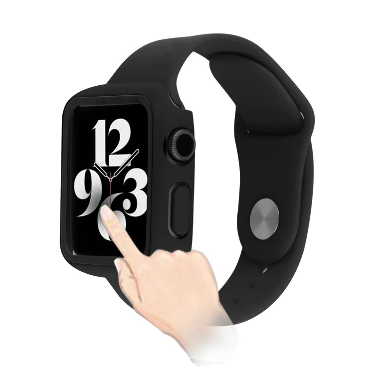 Pour Apple Watch Series 8 45 mm Shel de Montre de Montre Tout Compris Avec Couverture Intégrée de Film en Verre Trempé - le Noir