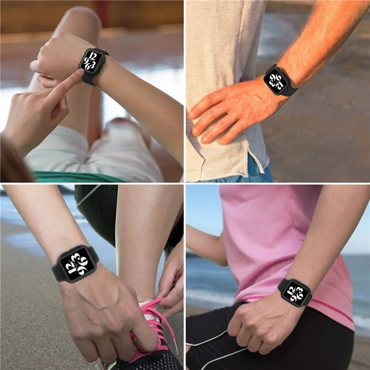 Pour Apple Watch Series 8 45 mm Shel de Montre de Montre Tout Compris Avec Couverture Intégrée de Film en Verre Trempé - le Noir