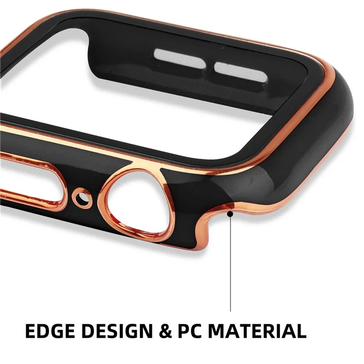 For Apple Watch Series 9 / 8 / 7 45mm Dual Color Electroplating Watch Case Built-in Tempered Glass Screen Protector Hard PC Overall Protective Cover - Black / Gold