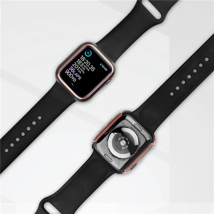 For Apple Watch Series 9 / 8 / 7 45mm Dual Color Electroplating Watch Case Built-in Tempered Glass Screen Protector Hard PC Overall Protective Cover - Black / Gold