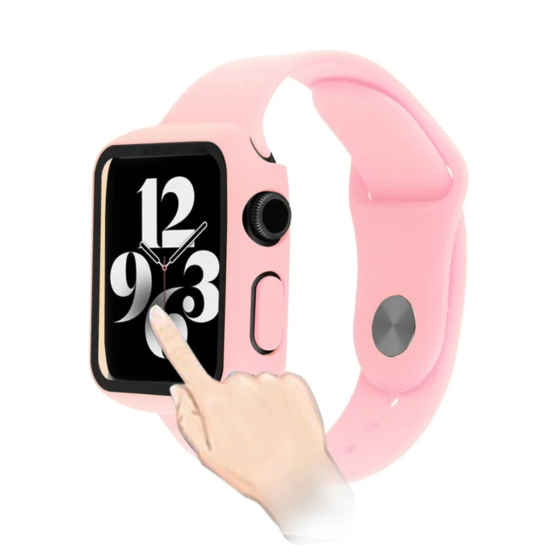 For Apple Watch Ultra 3 / Ultra 2 / Ultra 49mm Hard PC Protective Frame Watch Case with Tempered Glass Screen Protector - Deep Pink