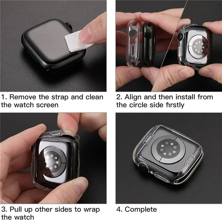 Pour Apple Watch SE (2022) / SE / Série 6 / 5 / 4 44mm Transparent Watch Case Quick Release TPU Cover Shockproof Smart Watch Protective Case