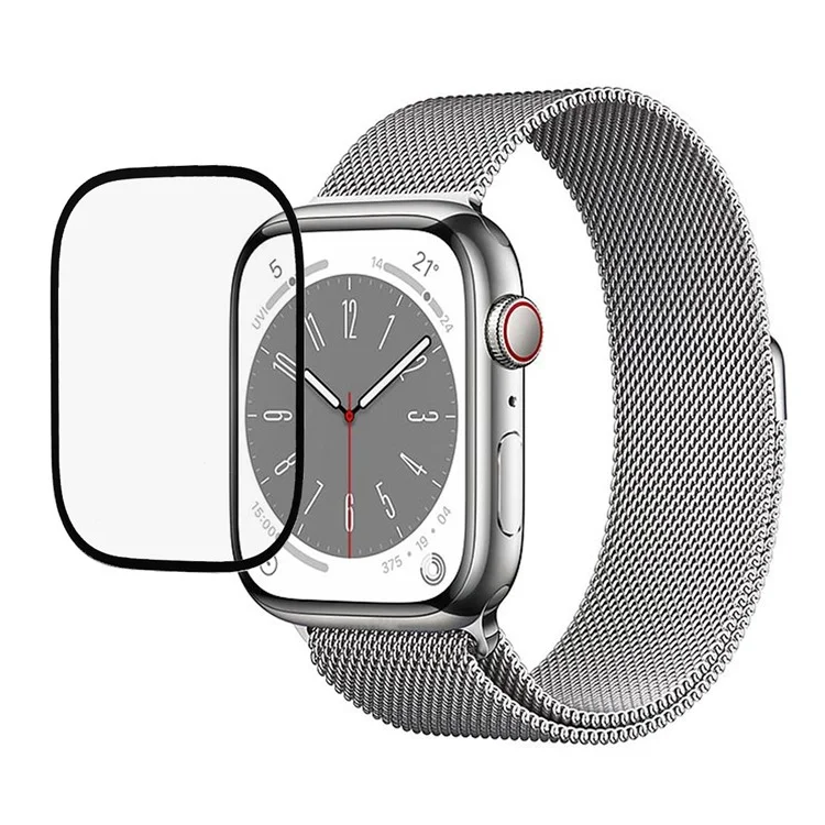 Para la Serie Apple Watch 8 / 7 45 mm Glue Completo Pantalla de Vidrio Templado Protector Pantalla de Impresión de Seda a Prueba de Rastreo Protector Película HD Película HD