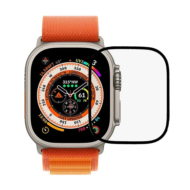 Pour Apple Watch Ultra 2 49mm / Ultra 49mm Protecteur d'écran en verre trempé Anti-rayures Impression Silk Screen Protector Couverture complète Colle complète Film d'écran HD