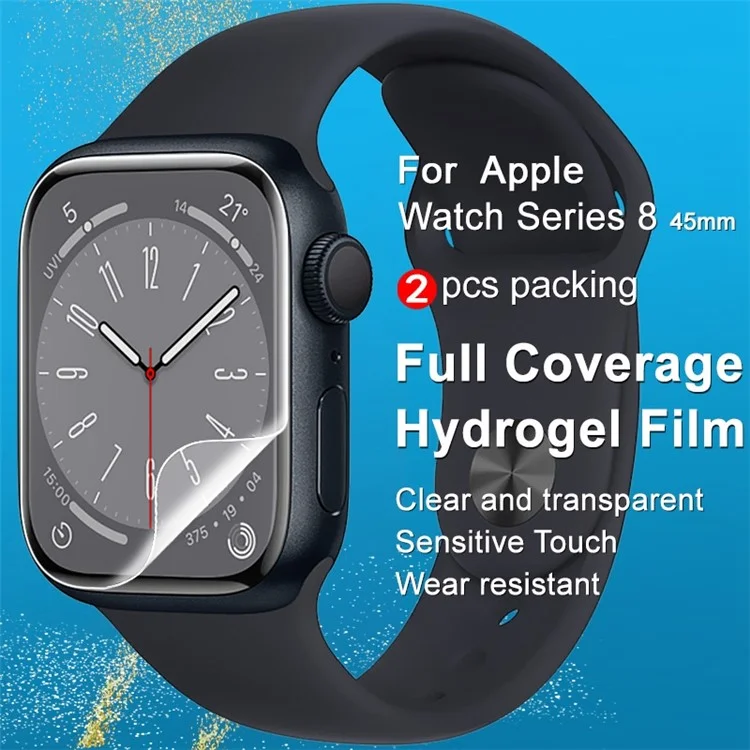 IMAK 2Pcs / Set for Apple Watch Series 9 / 8 / 7 45mm Hydrogel Film III Curved Surface Transparent TPU Film Anti-scratch Screen Protector