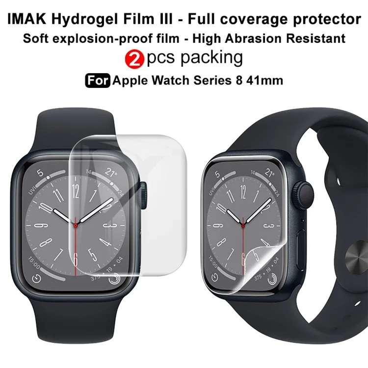 IMAK 2Pcs / Set for Apple Watch Series 9 / 8 / 7 41mm Hydrogel Film III Full Cover Curved TPU Film HD Anti-scratch Screen Protector