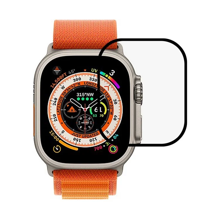 Rurihai Para Apple Watch Ultra 49mm Protetor de Tela de Seda de Seda Cobertura Completa Filme de Vidro Com Vidro Temperado Com Temperatura