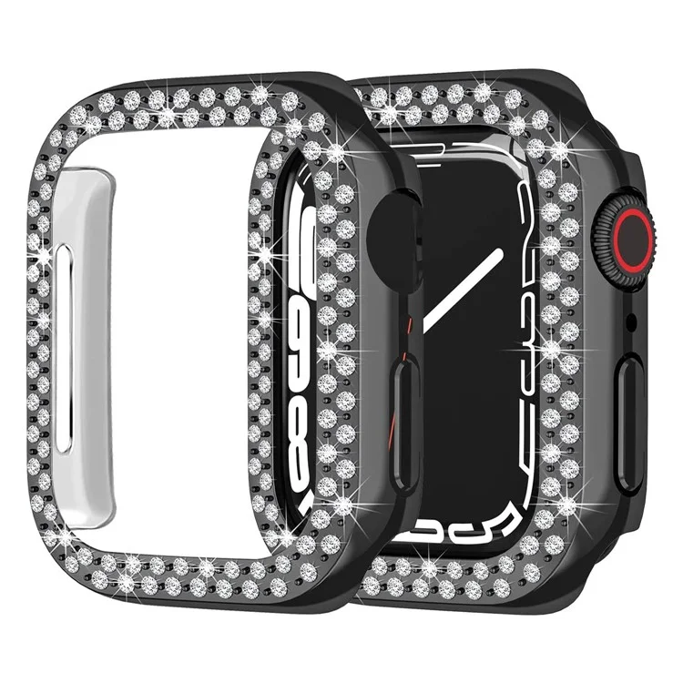 Für Apple Watch SE (2022) 44mm / SE 44mm / Series 6 / 5 / 4 44mm Rhinestone Dekor Harte PC Smart Watch Case Anti-Kratzer Schützender Rahmen - Schwarz