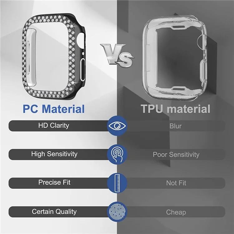 Für Apple Watch SE (2022) 44mm / SE 44mm / Series 6 / 5 / 4 44mm Rhinestone Dekor Harte PC Smart Watch Case Anti-Kratzer Schützender Rahmen - Schwarz