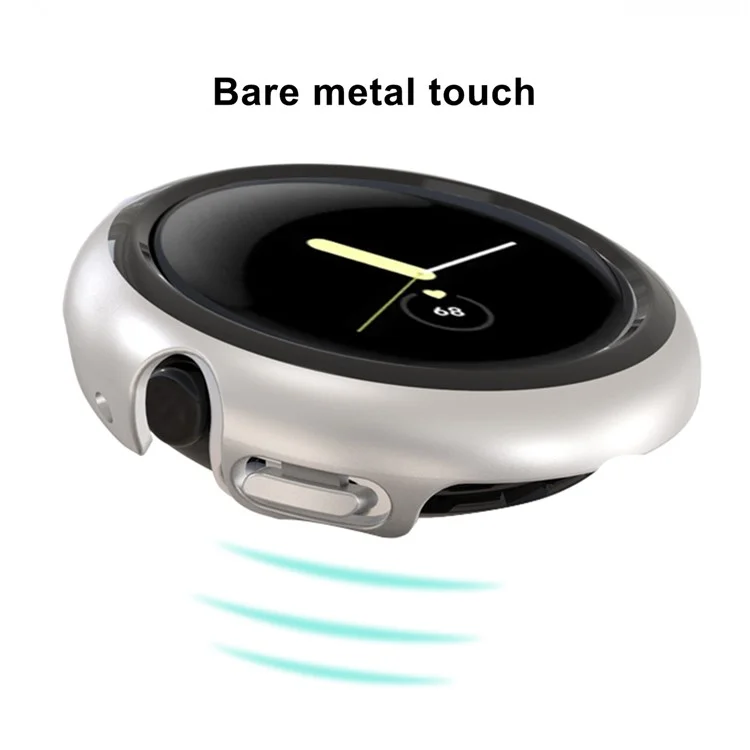 Для Google Pixel Watch 2 / Pixel Watch Hard PC Watch Case Tempered Glass Screen Protector Drop-proof Protective Cover - Silver