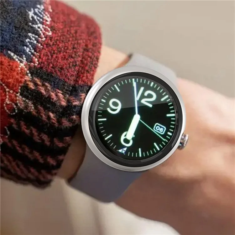 Для Google Pixel Watch 2 / Pixel Watch Hard PC Watch Case Tempered Glass Screen Protector Drop-proof Protective Cover - Silver