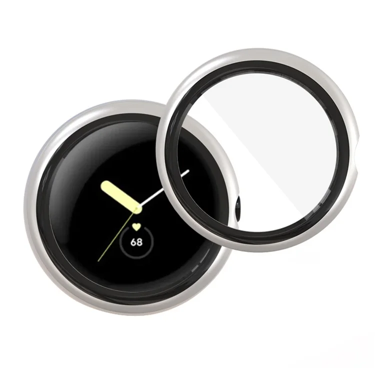 For Google Pixel Watch 2 / Pixel Watch Hard PC Watch Case Tempered Glass Screen Protector Drop-proof Protective Cover - Black